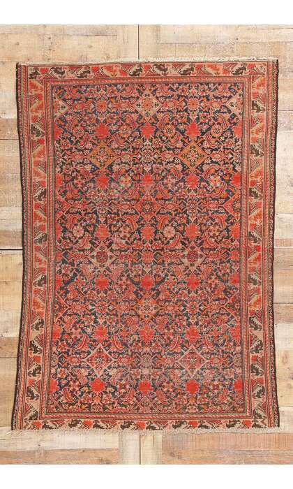 4 x 6 Distressed Antique Persian Malayer Rug 78970