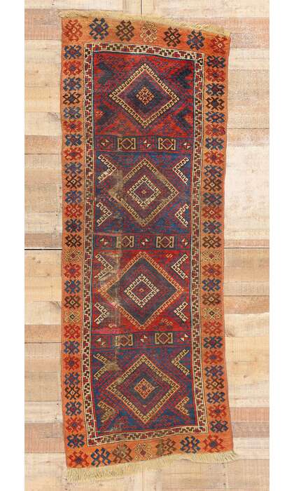 3 x 8 Antique Tribal Turkish Yuruk Rug 78935
