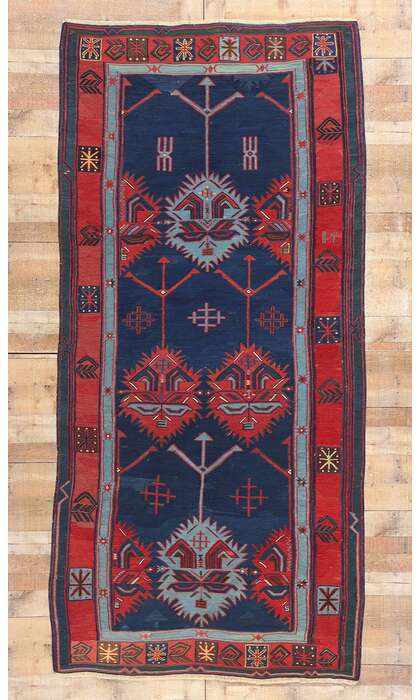 5 x 10 Antique Caucasian Avar Kilim Rug 78944