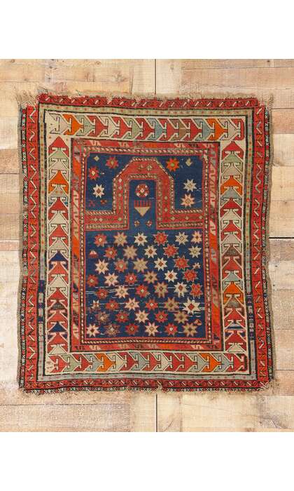3 x 4 Antique Caucasian Kazak Prayer Rug 78977