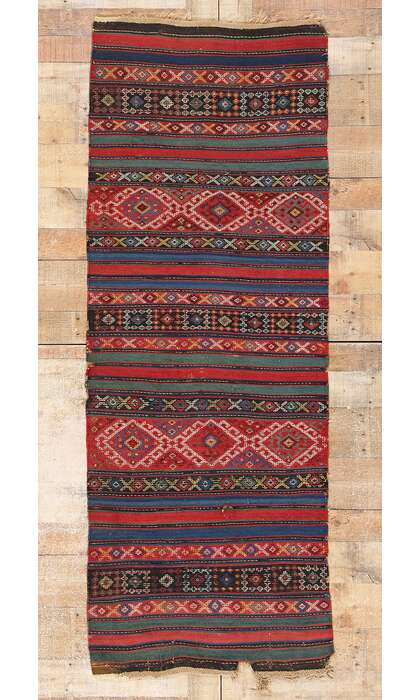 2 x 7 Antique Caucasian Shahsavan Jajim Kilim Rug 78943