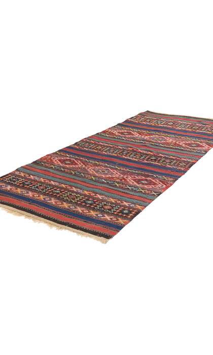 3 x 7 Antique Caucasian Shahsavan Jajim Kilim Rug 78950