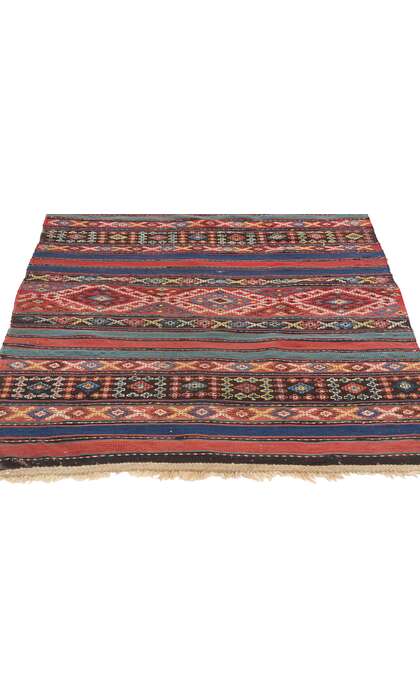 3 x 7 Antique Caucasian Shahsavan Jajim Kilim Rug 78950