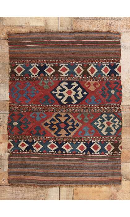 3 x 4 Antique Caucasian Shirvan Kilim Rug 78941