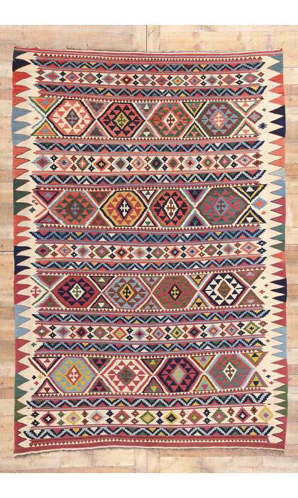 7 x 10 Antique Caucasian Shirvan Kilim Rug 78946
