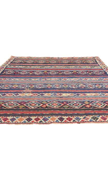 7 x 8 Antique Caucasian Shirvan Kilim Rug 78952