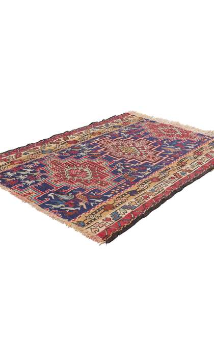 3 x 4 Antique Caucasian Tribal Soumak Rug 78942