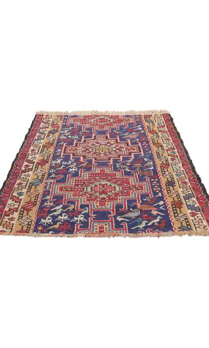 3 x 4 Antique Caucasian Tribal Soumak Rug 78942