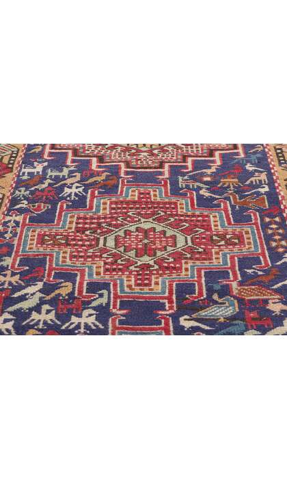 3 x 4 Antique Caucasian Tribal Soumak Rug 78942