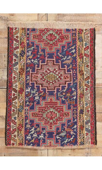 3 x 4 Antique Caucasian Tribal Soumak Rug 78942
