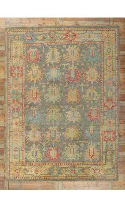 9 x 12 Colorful Gray Oushak Rug 80736
