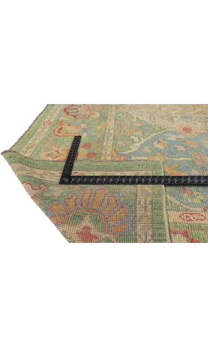 9 x 12 Colorful Green Modern Oushak Rug 80735