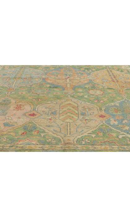 9 x 12 Colorful Green Modern Oushak Rug 80735