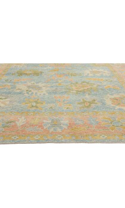 9 x 13 Colorful Blue Turkish Oushak Rug 53952
