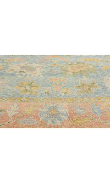 9 x 13 Colorful Blue Turkish Oushak Rug 53952