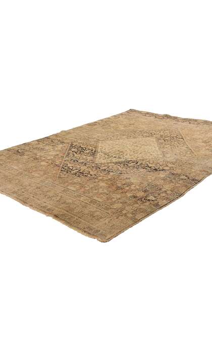 4 x 6 Distressed Antique-Worn Persian Mahi Tabriz Rug 78987