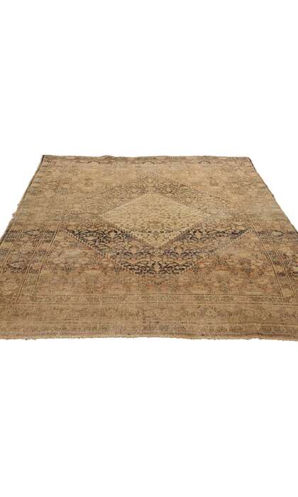 4 x 6 Distressed Antique-Worn Persian Mahi Tabriz Rug 78987