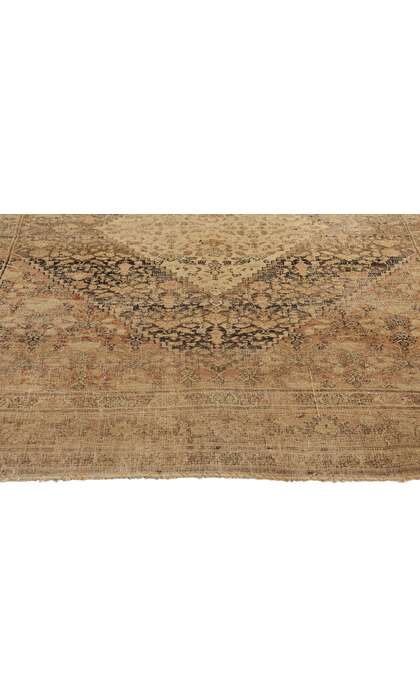 4 x 6 Distressed Antique-Worn Persian Mahi Tabriz Rug 78987