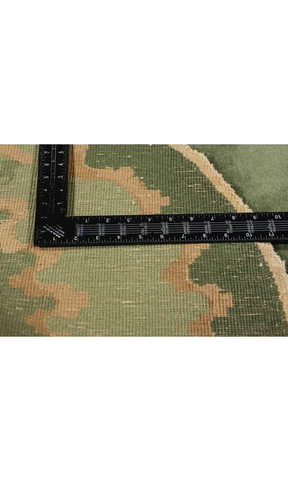 4 x 7 Antique Green Chinese Art Deco Oval Rug 78992