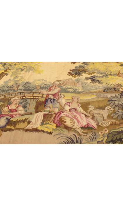 5 x 6 Antique French Aubusson Pastoral Tapestry 73139