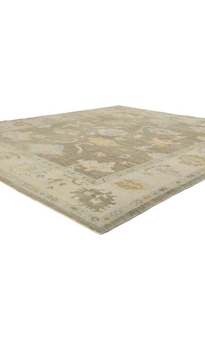 9 x 10 Modern Earth-Tone Turkish Oushak Rug 53954