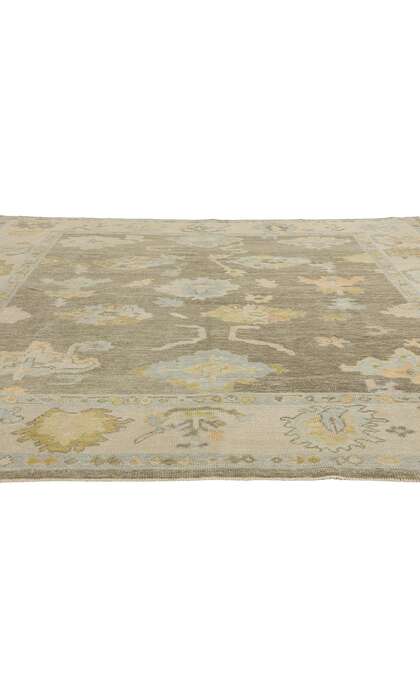 9 x 10 Modern Earth-Tone Turkish Oushak Rug 53954