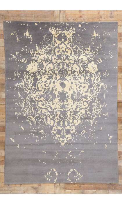 7 x 10 Silver Lace Modern Gray Damask Rug 31142