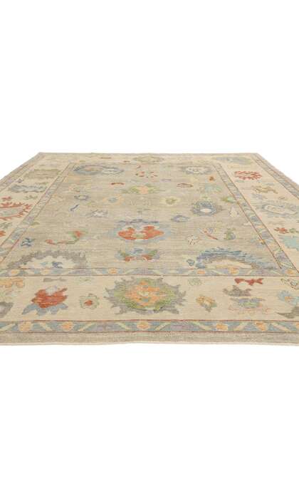 9 x 13 Modern Light Gray Turkish Oushak Rug 53949