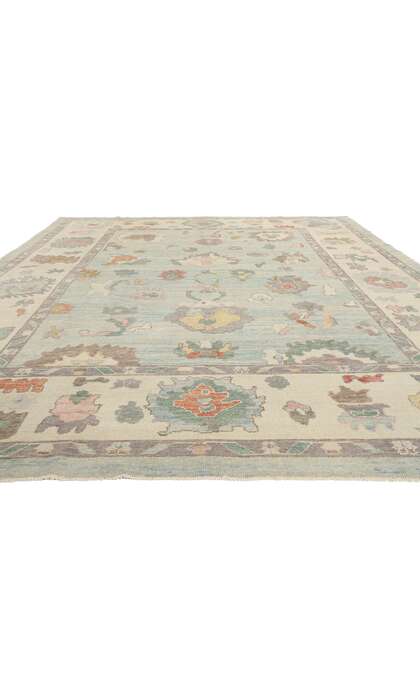 11 x 14 Modern Light Blue Turkish Oushak Rug 53950