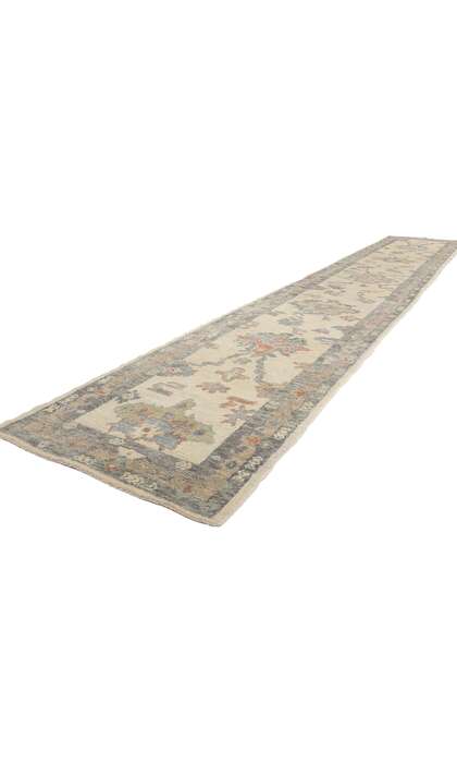3 x 19 Modern Earth-Tone Turkish Oushak Rug Runner 53951