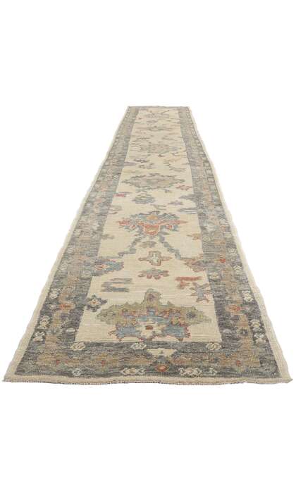3 x 19 Modern Earth-Tone Turkish Oushak Rug Runner 53951