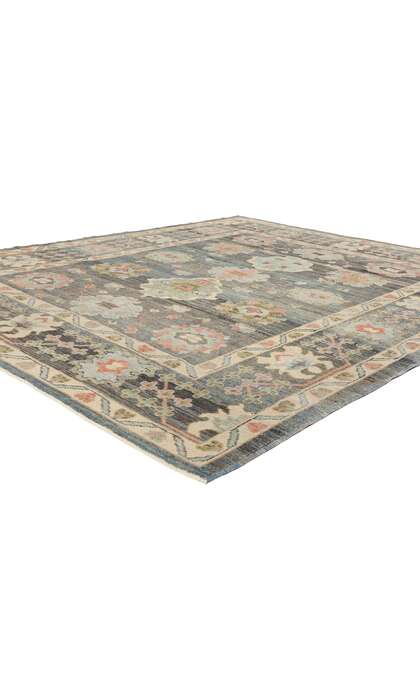 8 x 10 Modern Blue-Gray Turkish Oushak Rug 53955