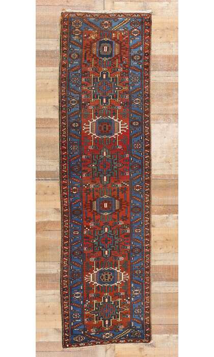 3 x 10 Vintage Persian Karaja Heriz Rug Runner 78955