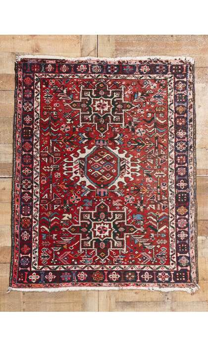 4 x 5 Vintage Persian Karaja Heriz Rug 78968