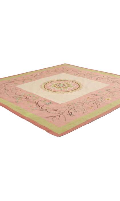 5 x 5 Vintage Portuguese Needlepoint Arraiolos Rug 78976