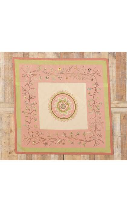 5 x 5 Vintage Portuguese Needlepoint Arraiolos Rug 78976