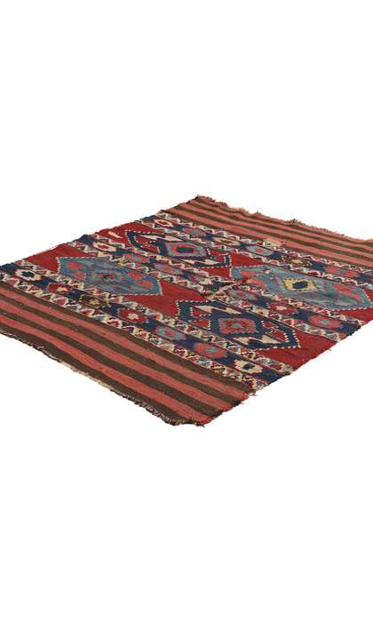3 x 4 Antique-Worn Caucasian Shirvan Kilim Rug 78996