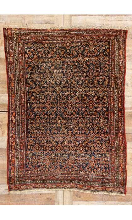 5 x 6 Distressed Antique Persian Mahal Rug 78986