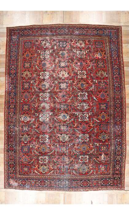 12 x 16 Distressed Antique-Worn Persian Mahal Rug 78956