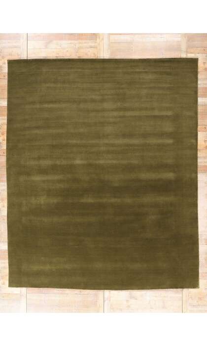 10 x 12 Solid Olive Green Modern Rug 31149