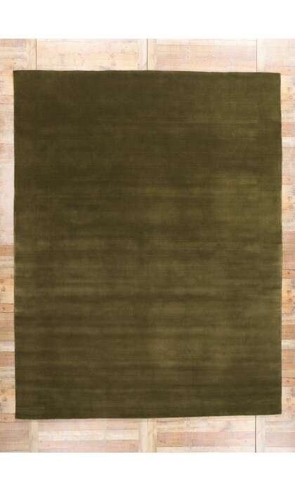 10 x 13 Solid Olive Green Modern Rug 31155