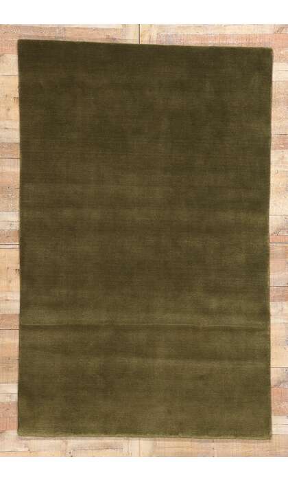 5 x 8 Solid Olive Green Modern Rug 31168
