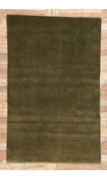 5 x 8 Solid Olive Green Modern Rug 31169
