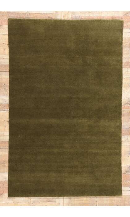 5 x 8 Solid Olive Green Modern Rug 31170