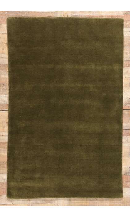 5 x 8 Solid Olive Green Modern Rug 31171