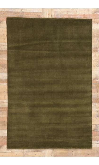 5 x 8 Solid Olive Green Modern Rug 31172