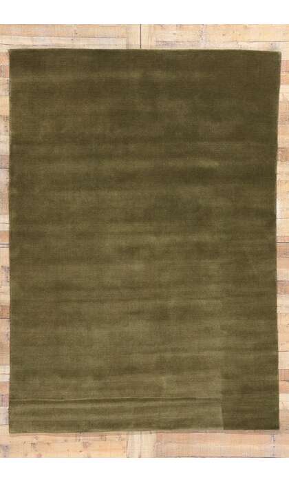 6 x 9 Solid Olive Green Modern Rug 31163