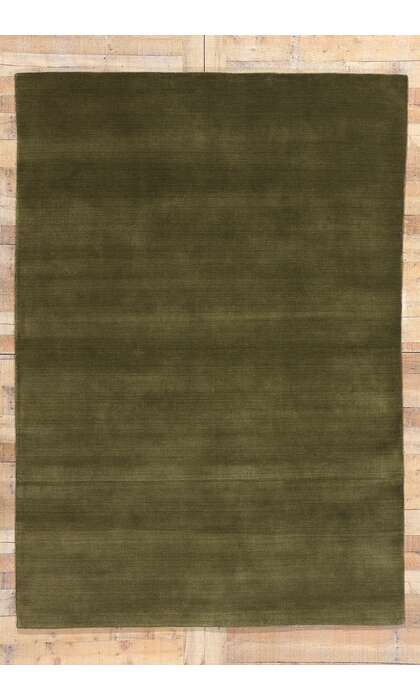 6 x 9 Solid Olive Green Modern Rug 31164