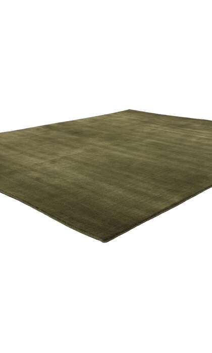 7 x 9 Solid Olive Green Modern Rug 31178