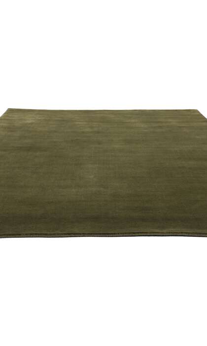 7 x 9 Solid Olive Green Modern Rug 31178